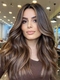 Braune Balayage-Perücken mit langer, lockerer Vorderseite