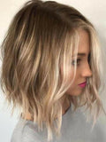 Kurze blonde Bob-Perücke mit menschlicher Spitze für Frauen