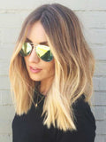 Ombre Blond Wellige Echthaar Perücken