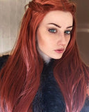 Lange Rotbraune Gerade Synthetische Lace Front Perücken