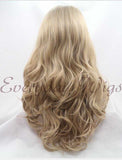 Lange Ombre Blond Wellige Synthetische Lace Front Perücken