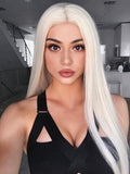 Blond Lange Gerade Synthetische Lace Front Perücken