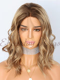 Braune kurze Wellige Synthetische Lace Front Perücken