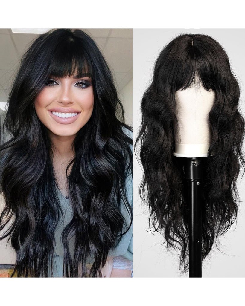 WIG ME UP Perücke – Schwarz, Lang, Gestuft, Mit Pony, Kunstfaser, Kopfumfang Bis 62 Cm, Party-Perücke Für Kostüme & Verkleidungen WIG ME UP Perücke – Schwarz, Lang, Gestuft, Mit Pony, Kunstfaser, Kopfumfang Bis 62 Cm, Party-Perücke Für Kostüme & Verkleidungen