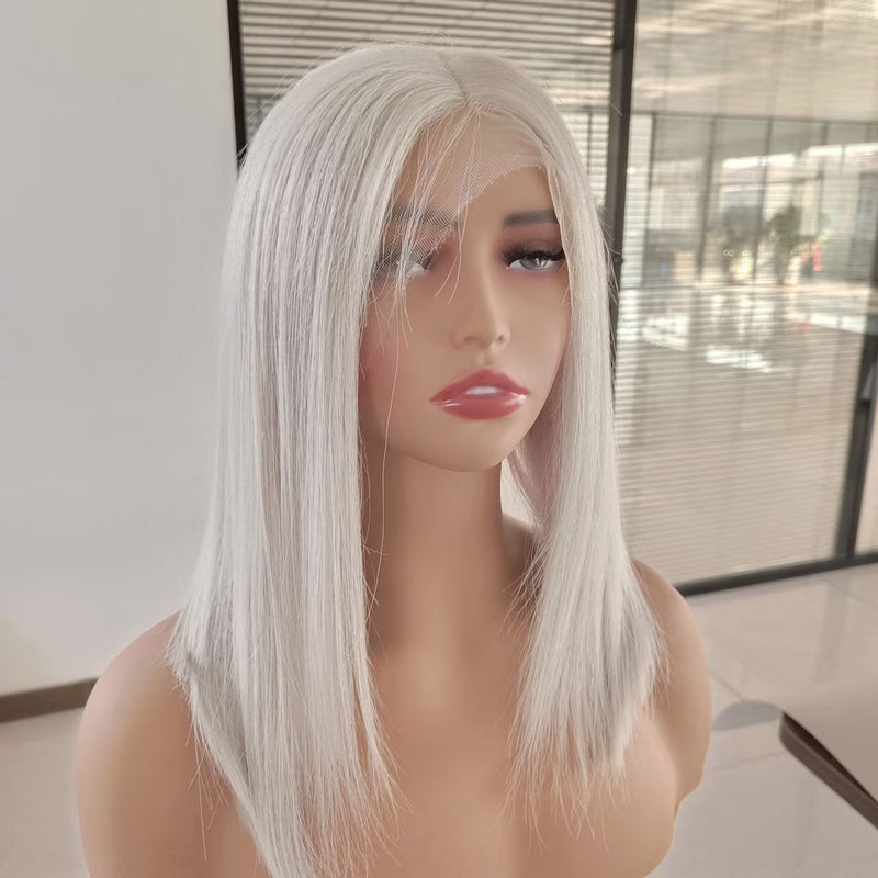 Graue menschliche Lace Front Perücken Vorgezupfte kurze Bob Remy Human Perücken