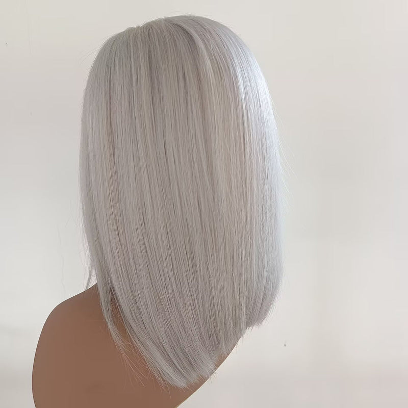Graue menschliche Lace Front Perücken Vorgezupfte kurze Bob Remy Human Perücken