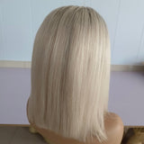 kurze Ombre Blond Gerade Echthaar Perücken