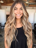 Lange Ombre Blond Wellige Echthaar Perücken