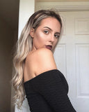 Lange Ombre Blond Wellige Echthaar Perücken