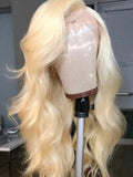 Lange blonde Körperwelle menschlichen Lace Front Perücken