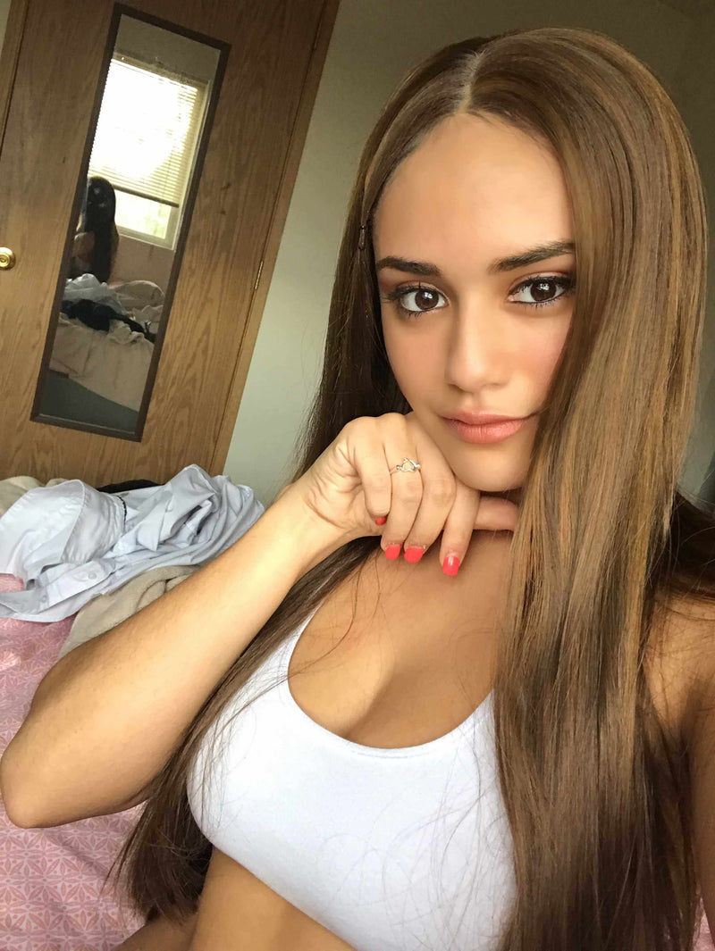 Lange Braune Gerade Synthetische Lace Front Perücken