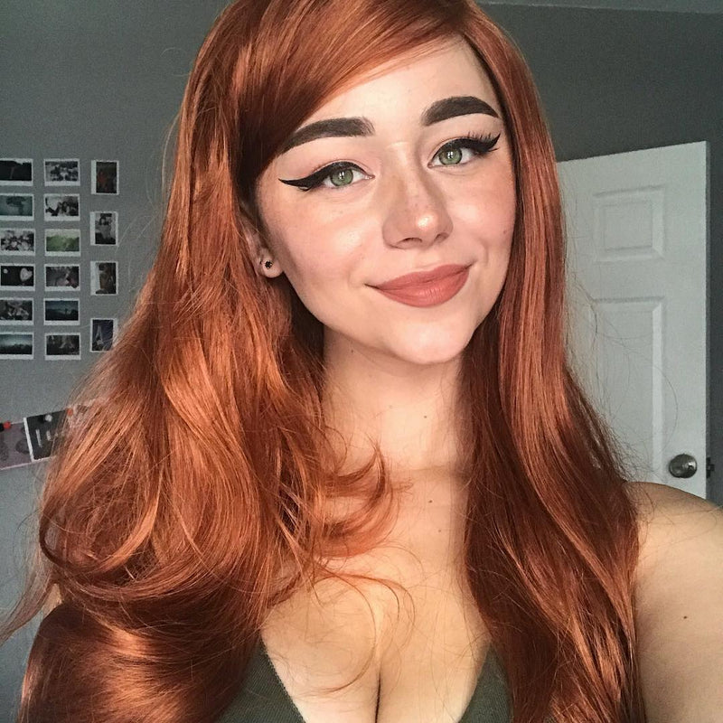 Lange Rotbraune Gerade Synthetische Lace Front Perücken