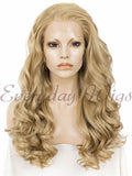 Lange Blond Wellige Synthetische Lace Front Perücken