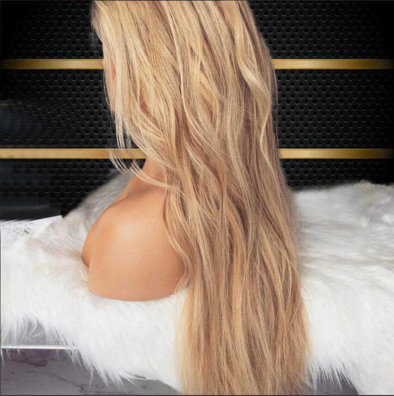 Lange Ombre Blond Wellige Echthaar Perücken