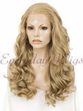 Lange Blond Wellige Synthetische Lace Front Perücken