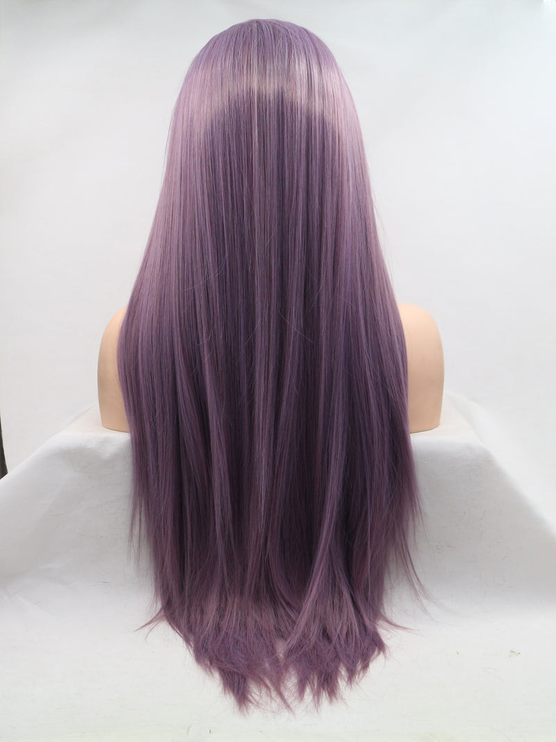 Lila Lange Gerade Synthetische Lace Front Perücken