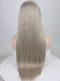 Lange Grau Blonde Straight Synthetische Lace Front Perücken
