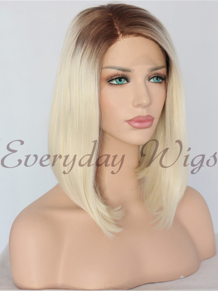 Ombre Blond kurze  Synthetische Lace Front Perücken