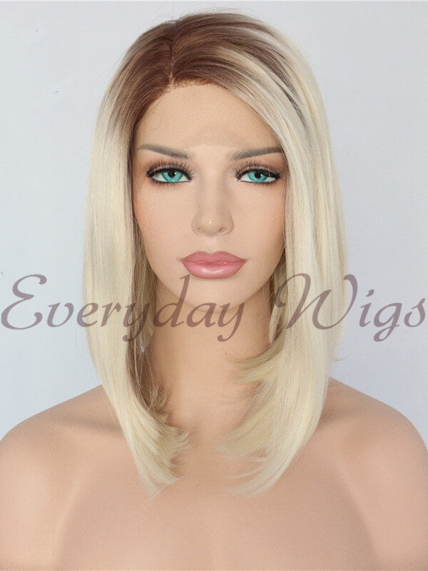 Ombre Blond kurze  Synthetische Lace Front Perücken