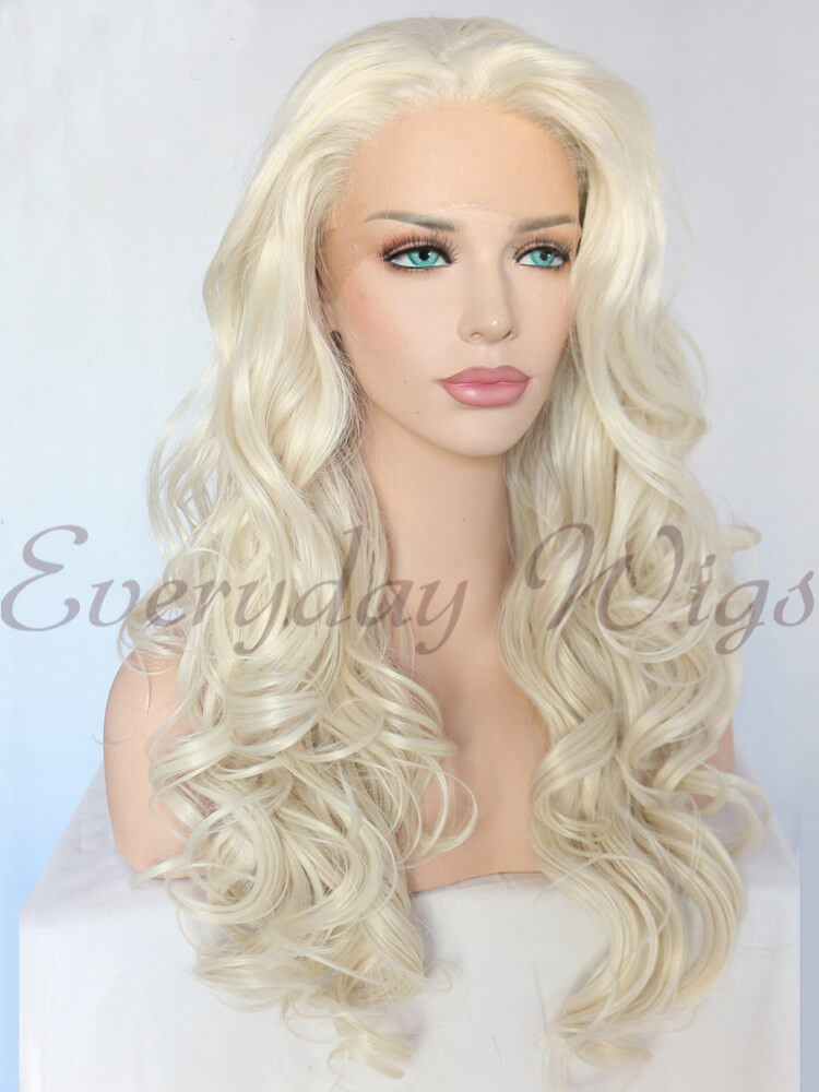 Blond Wellige Lange Synthetische Lace Front Perücken