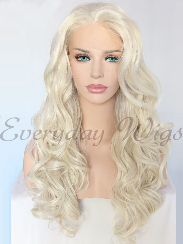 Blond Wellige Lange Synthetische Lace Front Perücken