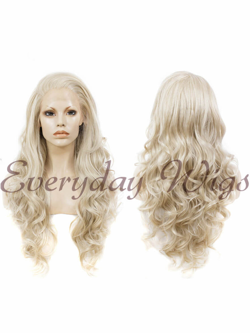 Blond Wellige Lange Synthetische Lace Front Perücken