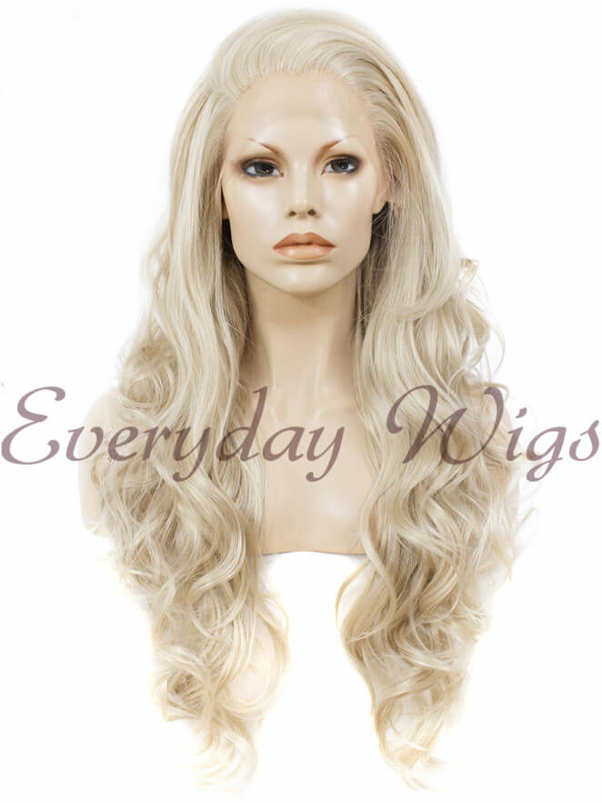 Blond Wellige Lange Synthetische Lace Front Perücken