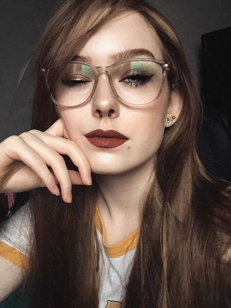 Lange Braune Gerade Synthetische Lace Front Perücken