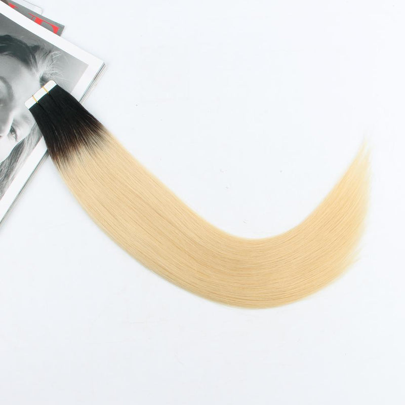 Tape In Haarverlängerung Ombre Blond #1b/#613
