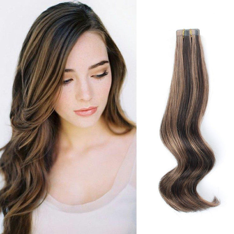 Tape In Haarverlängerung Markieren  Braune #2/#6